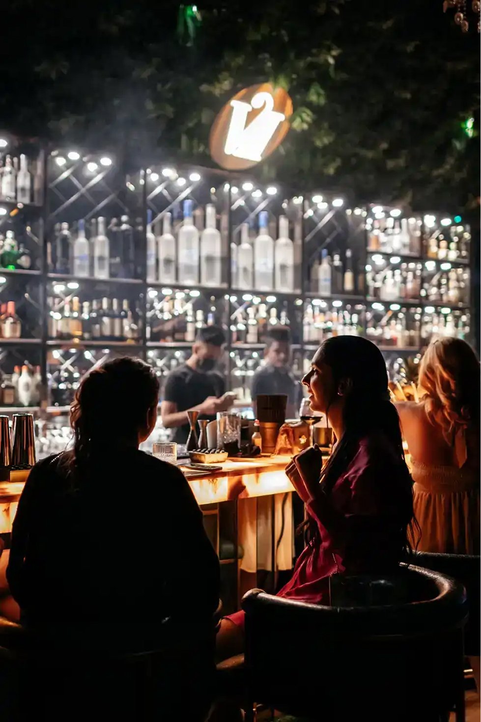 Bar area with silhouettes