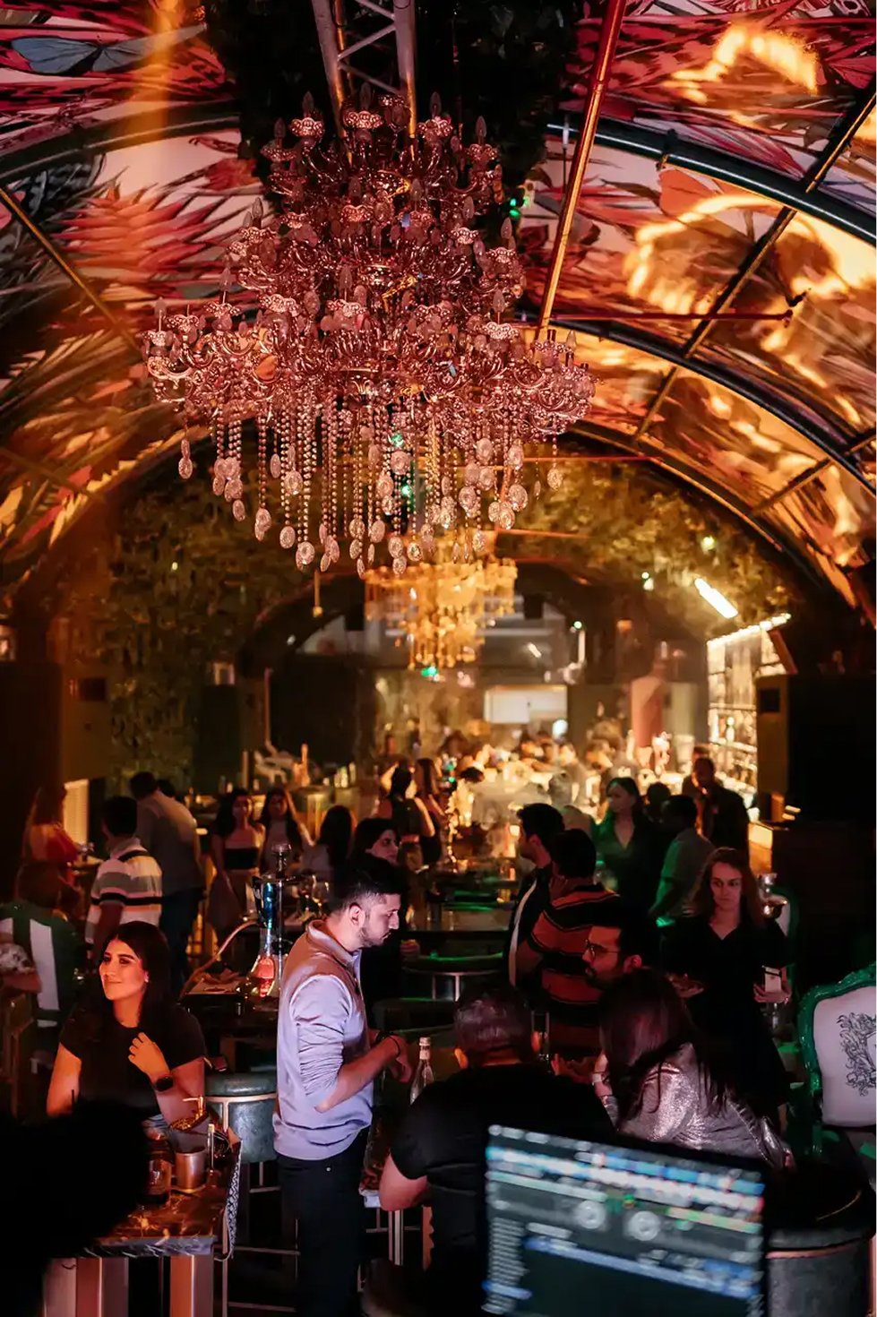 Elegant venue interior with chandelier
