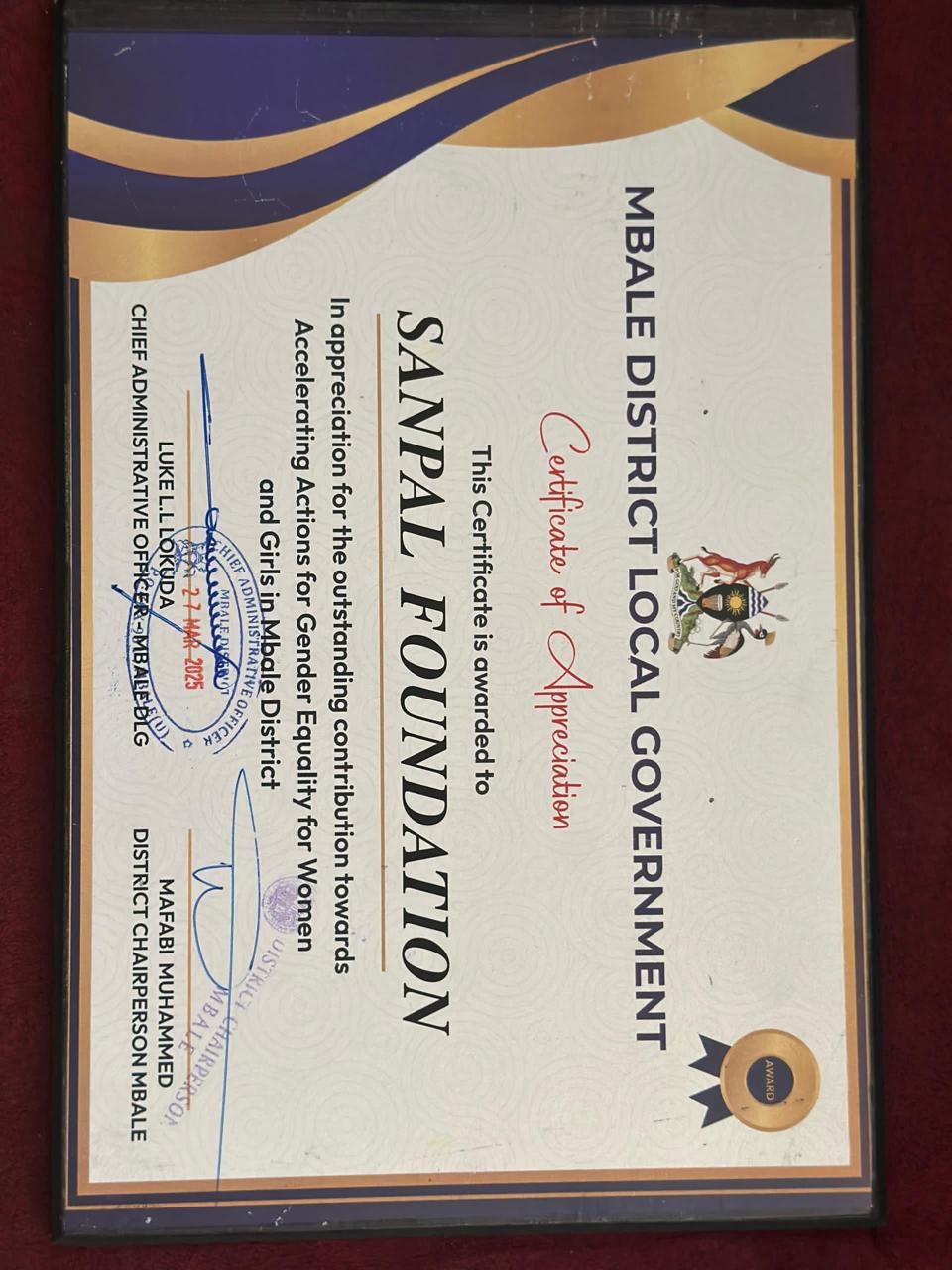 Sanpal Foundation Certificate